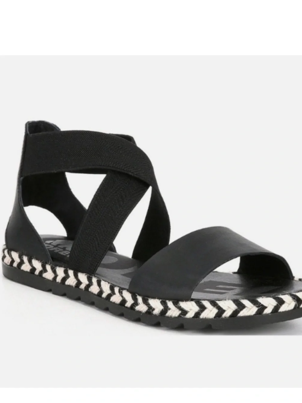 SOREL Ella II Leather Strappy Stretch Sandal Minimalist Espadrille Flats SZ 6.5